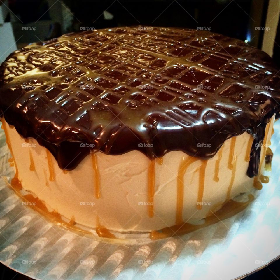 Salted Caramel Chocolate Layer Cheesecake. Delicious 