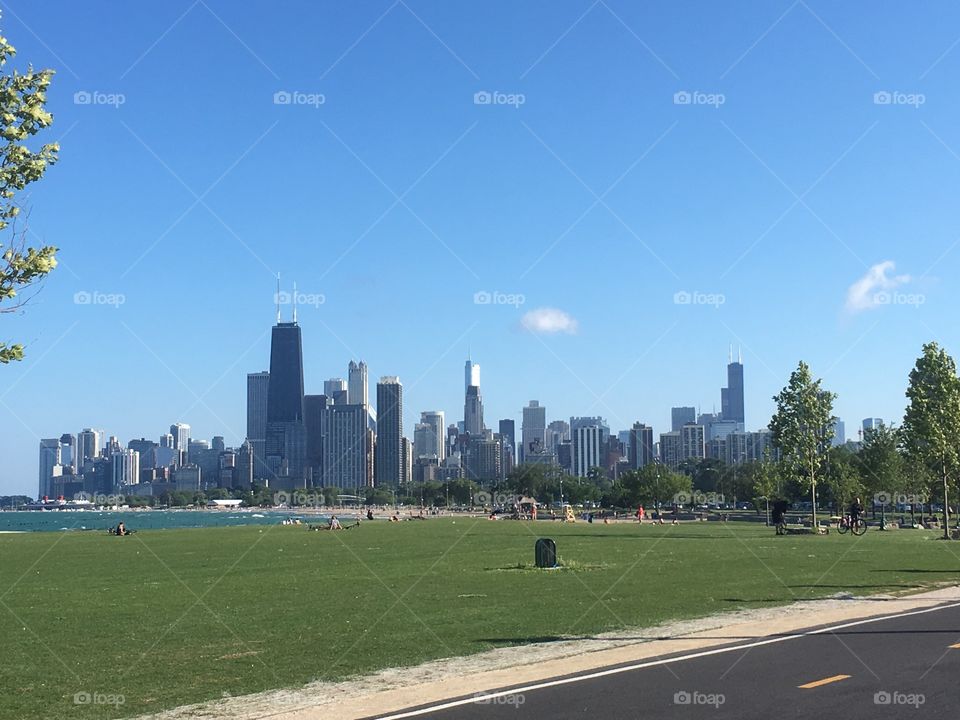 Chicago skyline along Lake Shore Drive