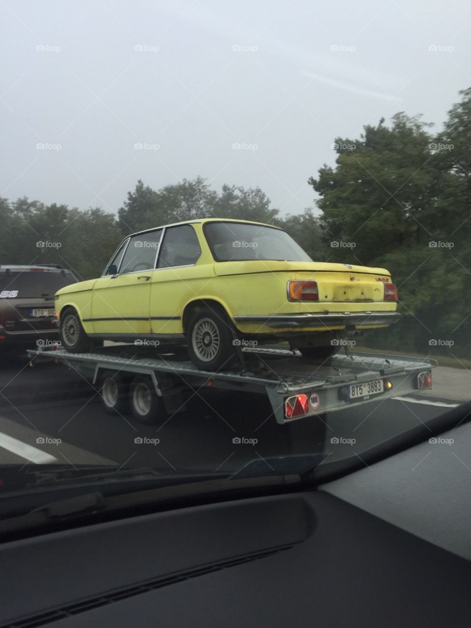 BMW 1602 on a trailer