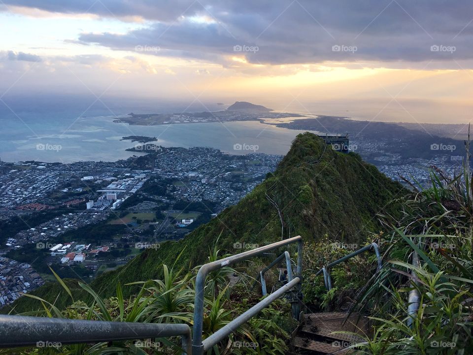 looking eastward on the stairway to heaven - kaneohe, oahu, hawaii 
