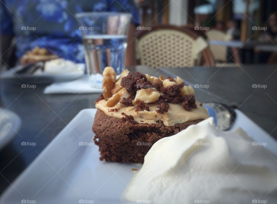 Dessert in plate on table