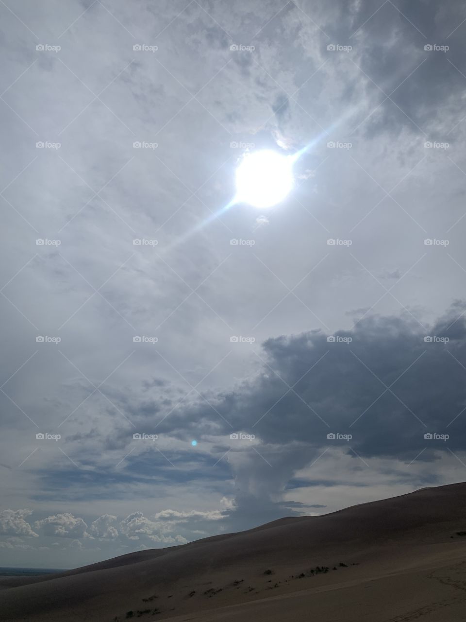 Light from above, clouds, sunlight