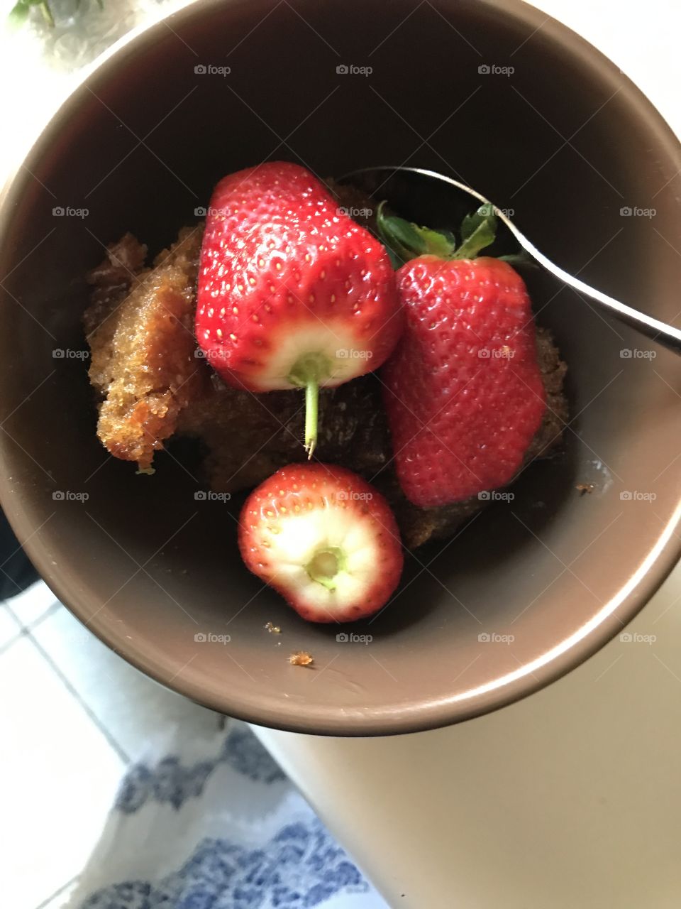 Strawberries! Awesome fruit that goes with anything. Even with baked malva pudding