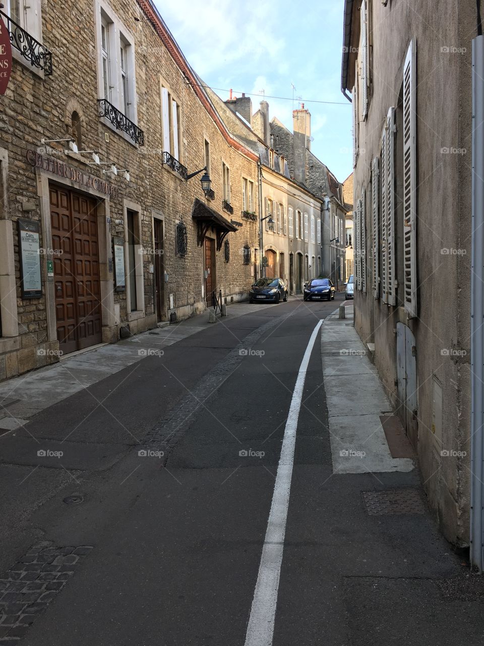 Along quiet street in Burgundy, France 