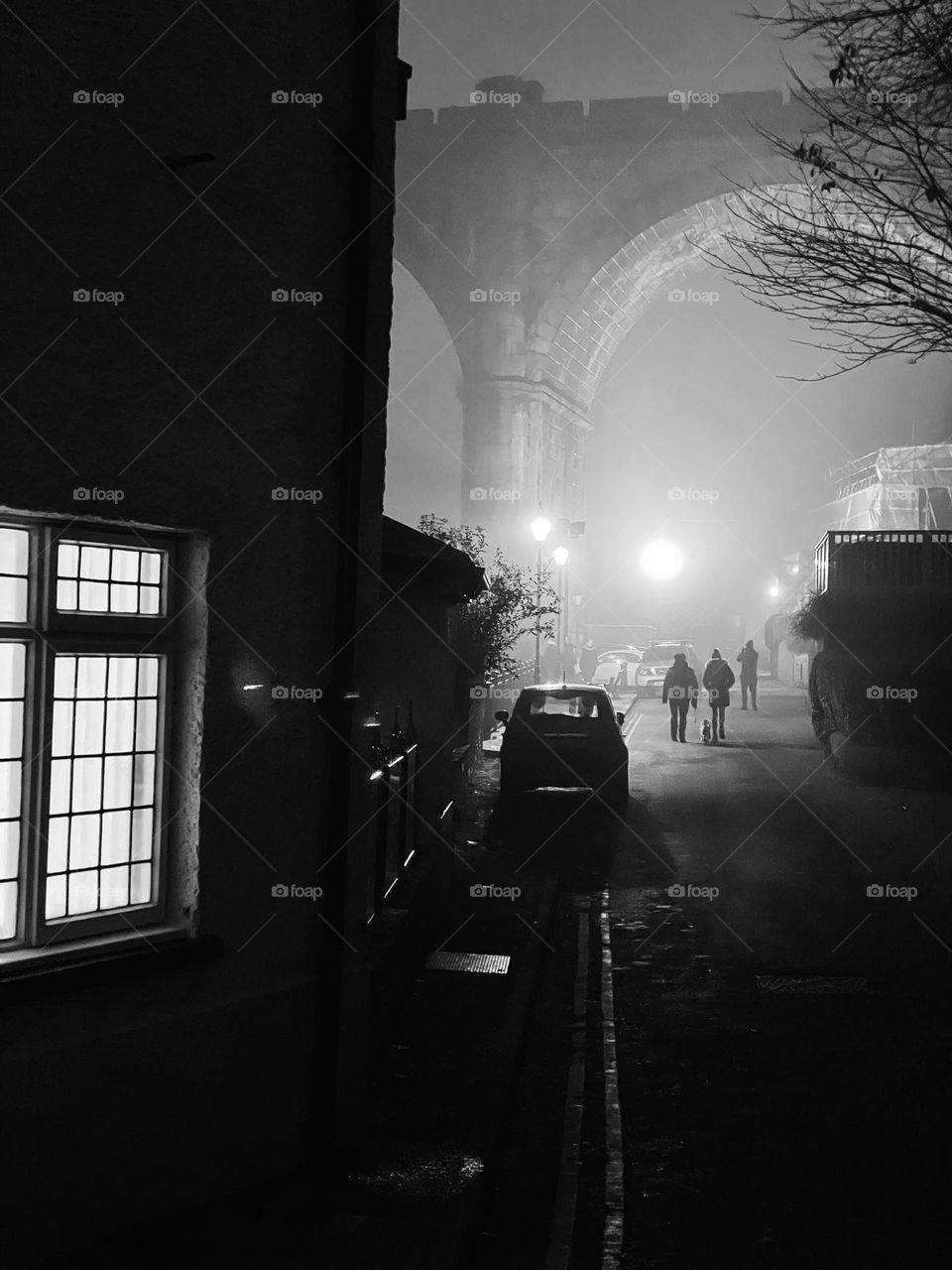 Cold evening B&W shot under the bridge in Knaresborough 