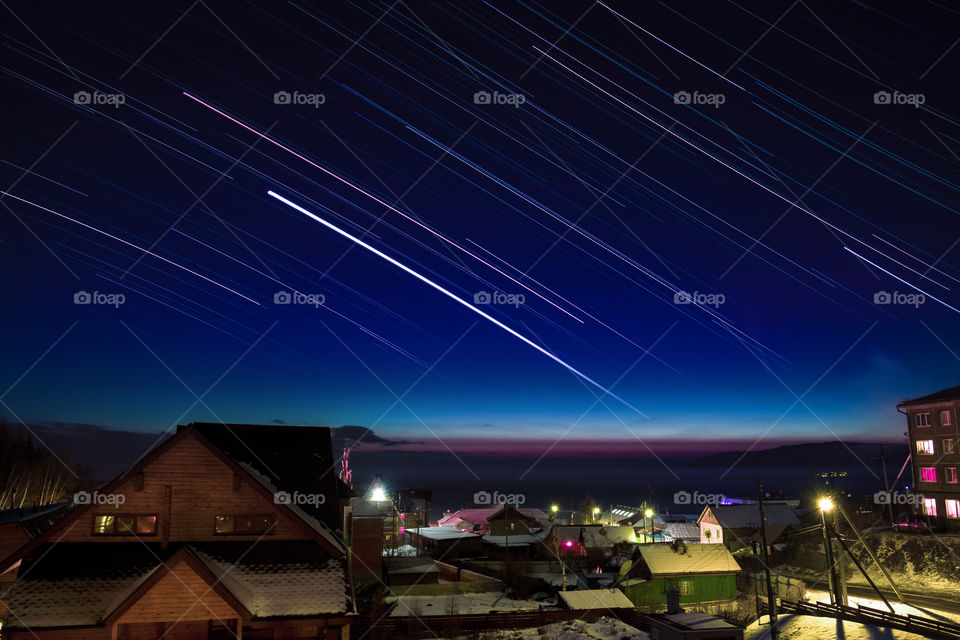 Star trails of the town