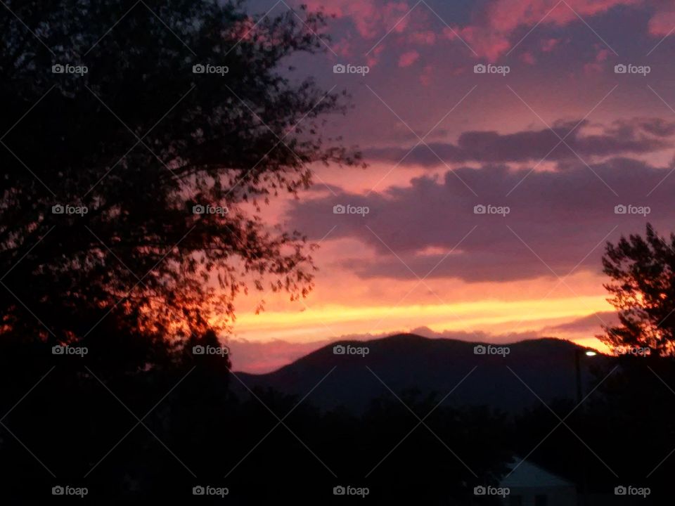 west mountain sunset. sunset view from my front yard