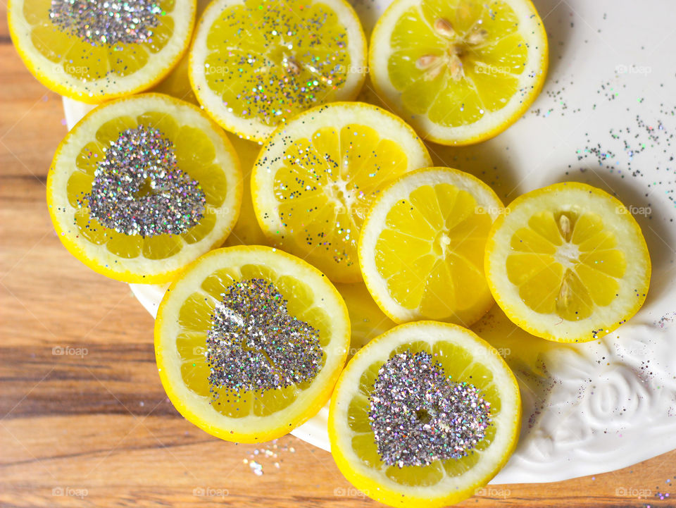 lemon heart glitter kawaii fruit