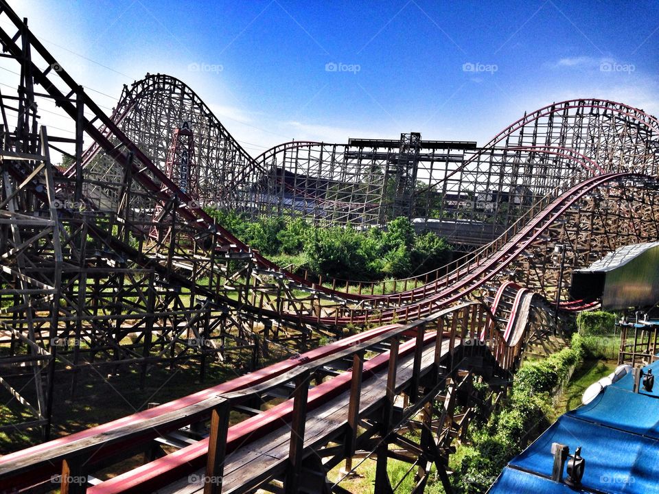 Hills of excitement. Texas giant roller coaster at six flags