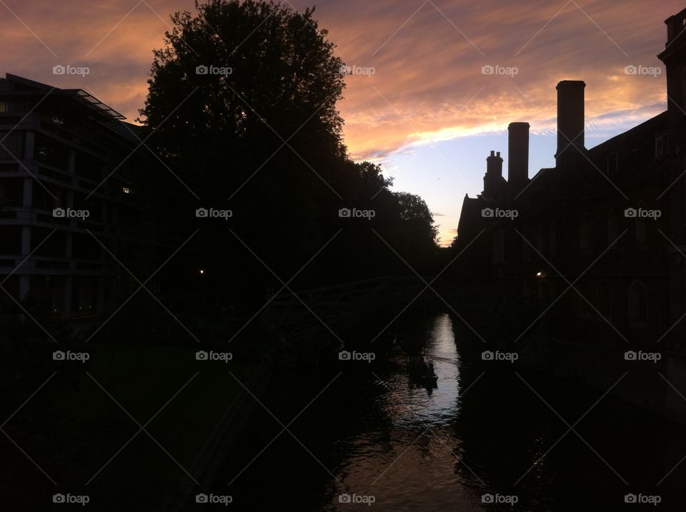 sunset in Cambridge. during punting