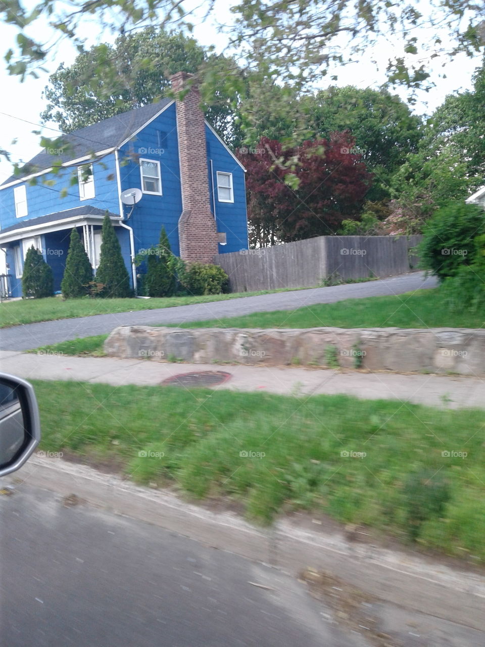 blue house on the corner