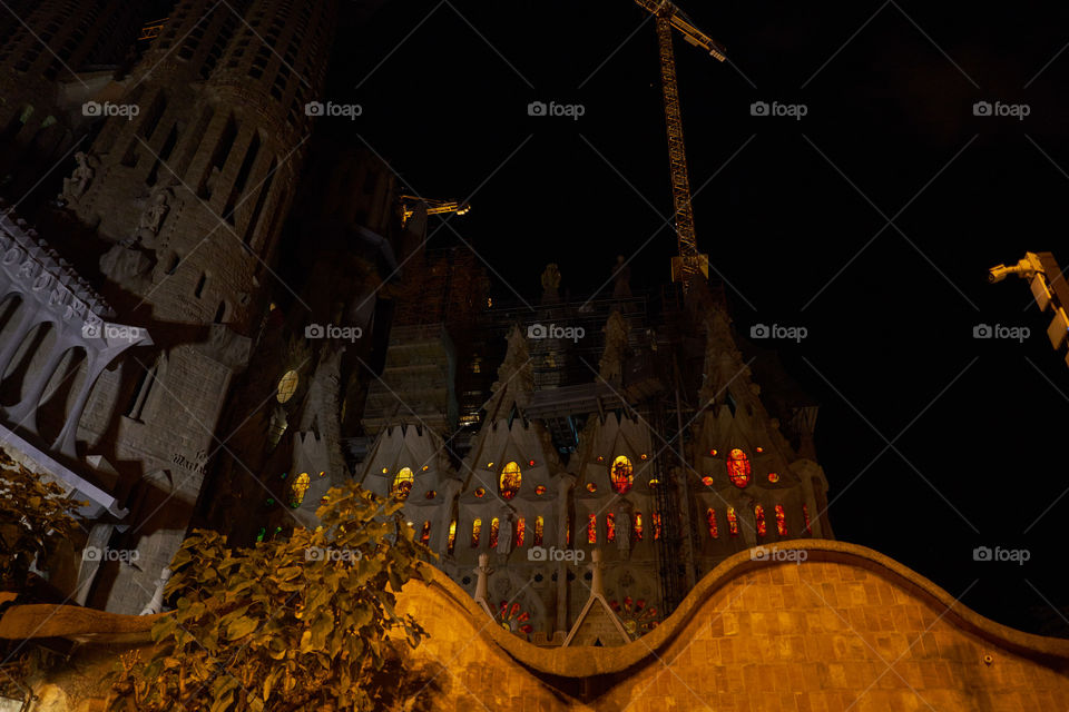 Night view of the Sagrada Familia