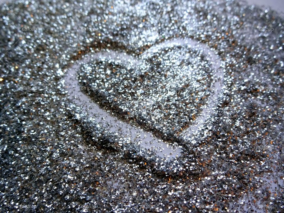 Close-up of glitter heart