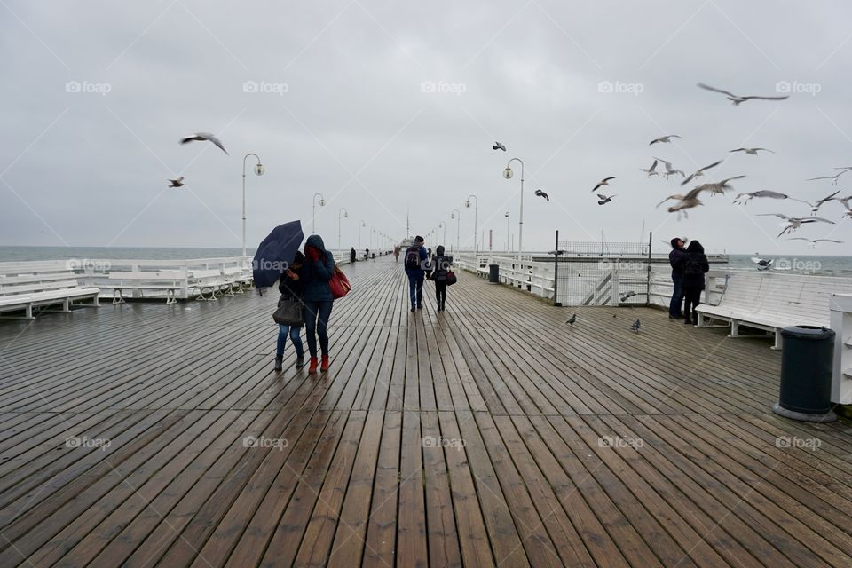 Sopot Pier pouring with rain and windy ... Symmetry Mission