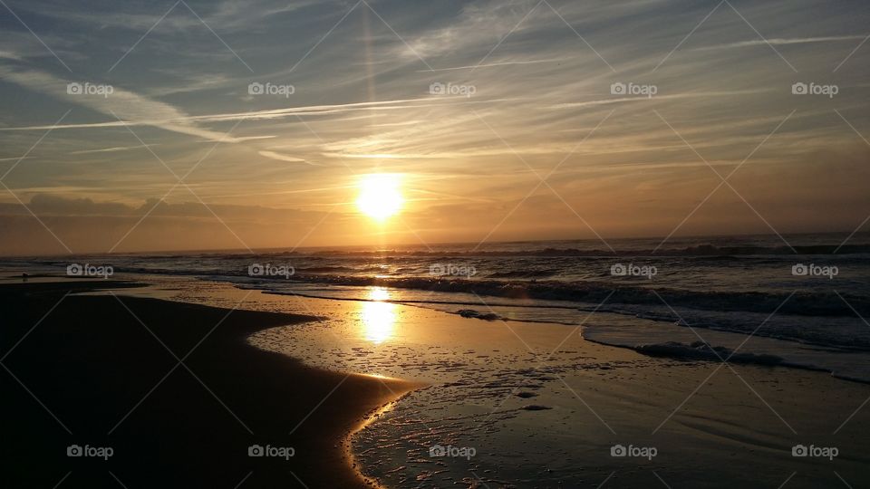 Sunset, Water, Beach, Dawn, Sun