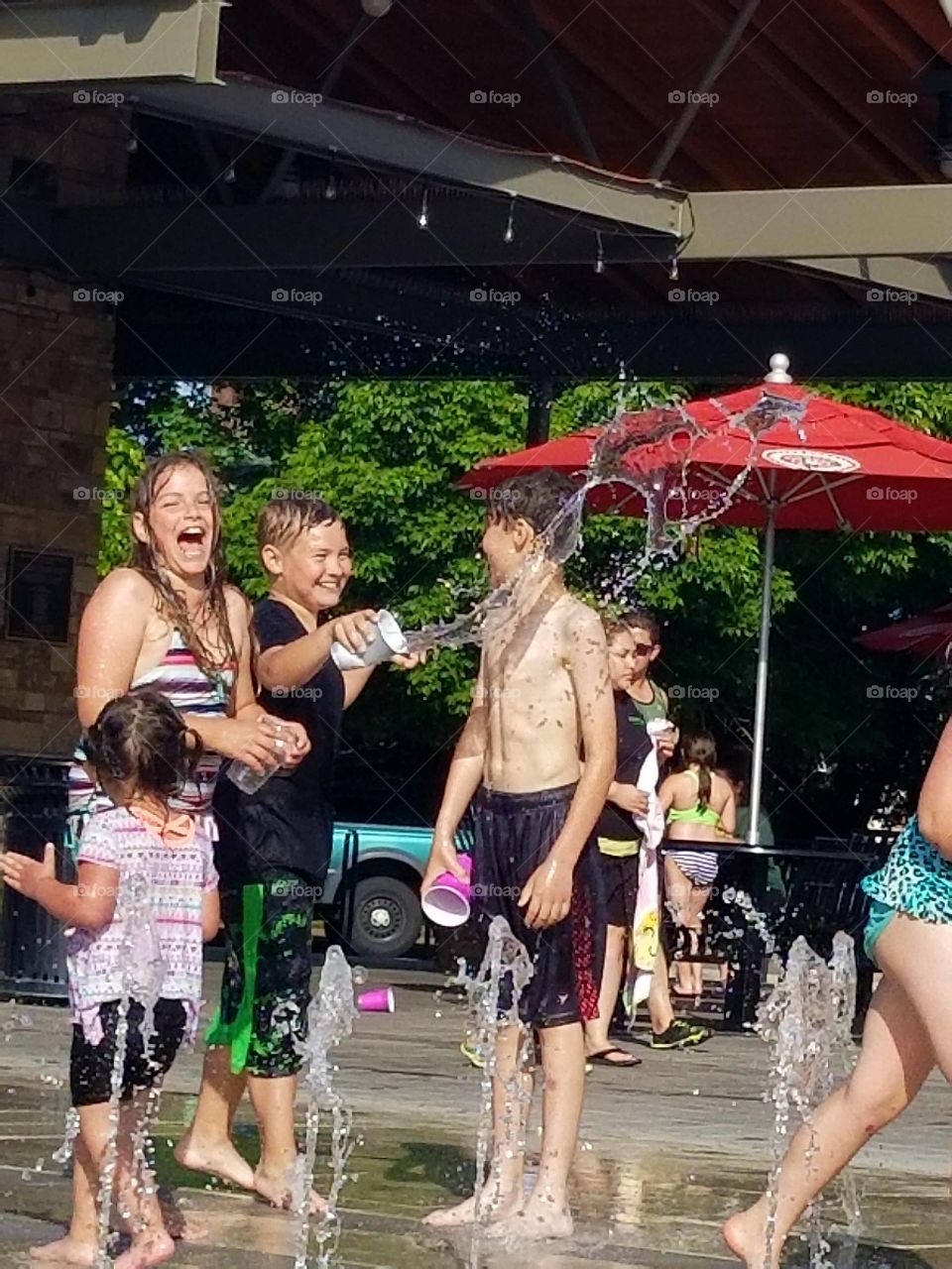 hot day. took the kids to the local fountain/water park. great way to cool off, enjoy the weather, soak up the sun, and watch the kiddos make new friends