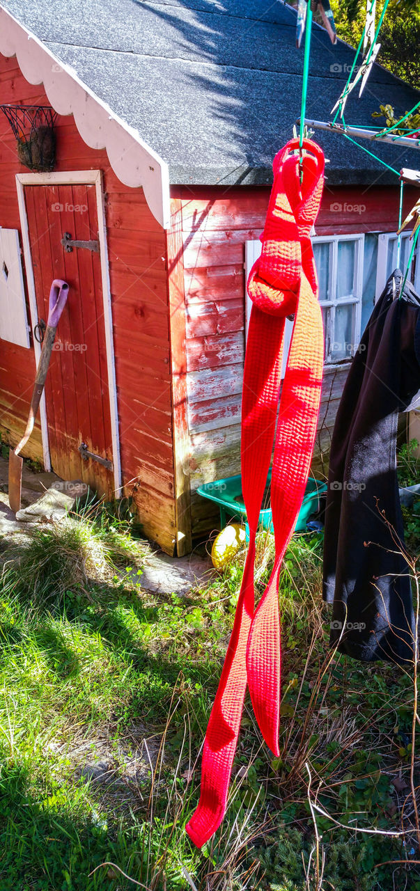 Karate belt on a washing line