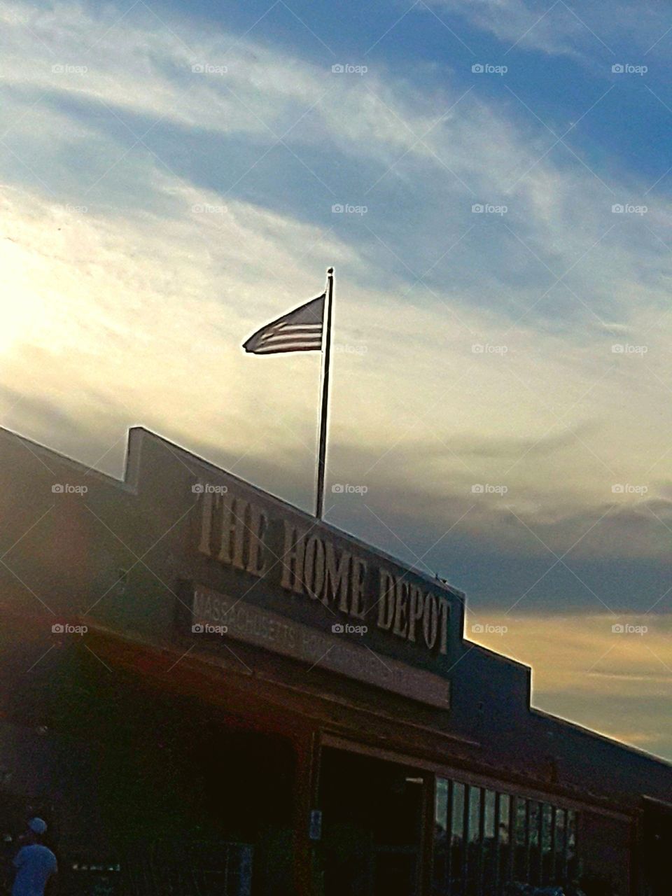 American Flag above the Home Depot...