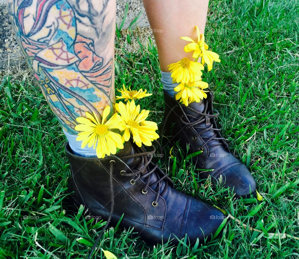 Standing with daisies