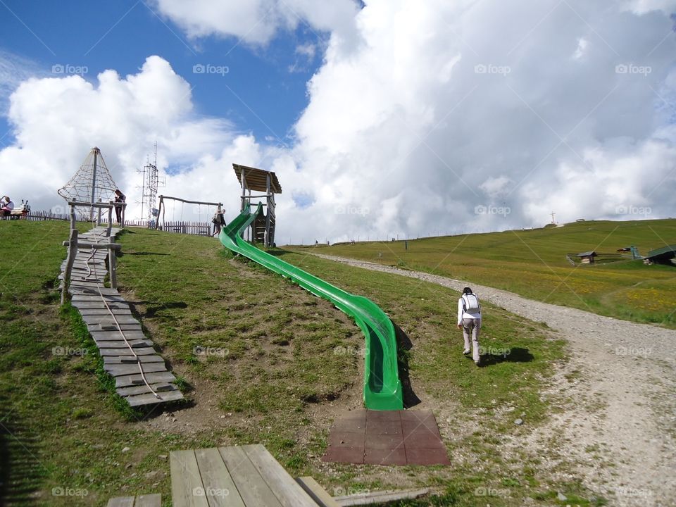 Big slide. The slide over the mountain,Dolomite,Italy