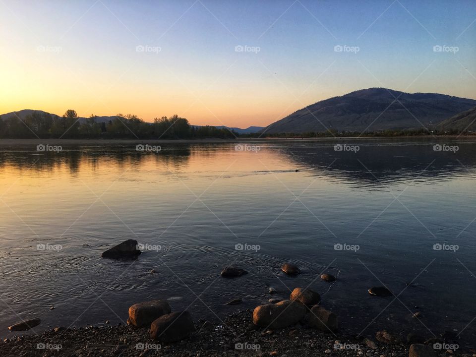 Evening river reflection 