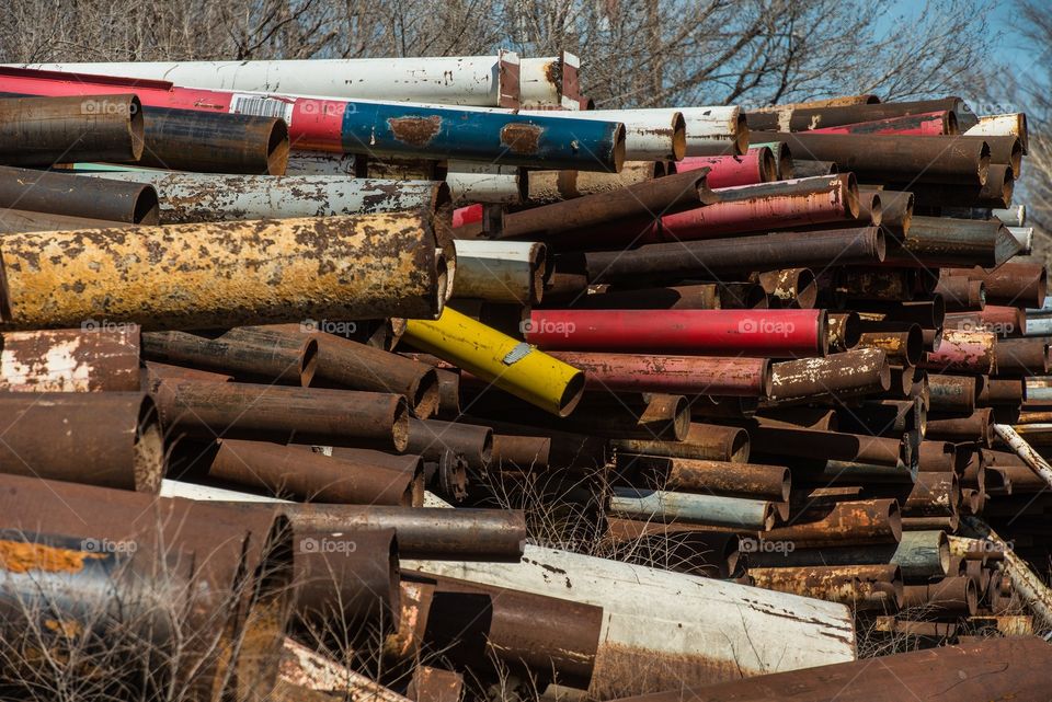 Junk metal pipes for recycling
