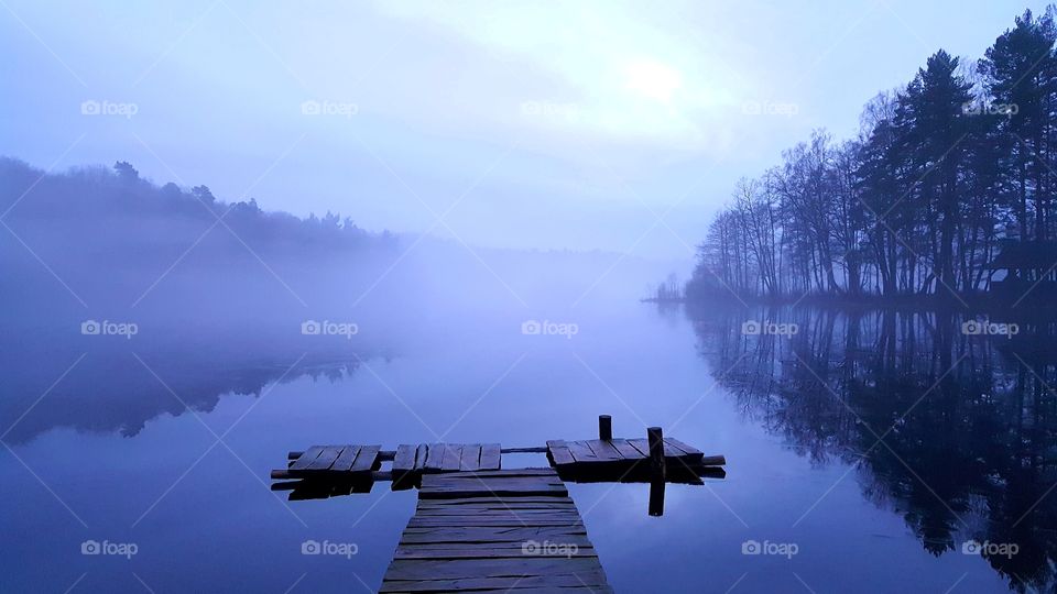 Fog on the lake.