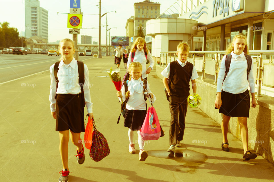 Group of children back to school