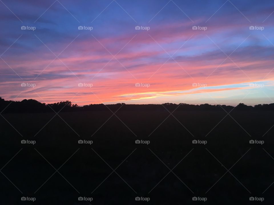 Orange purple sky at sunset 