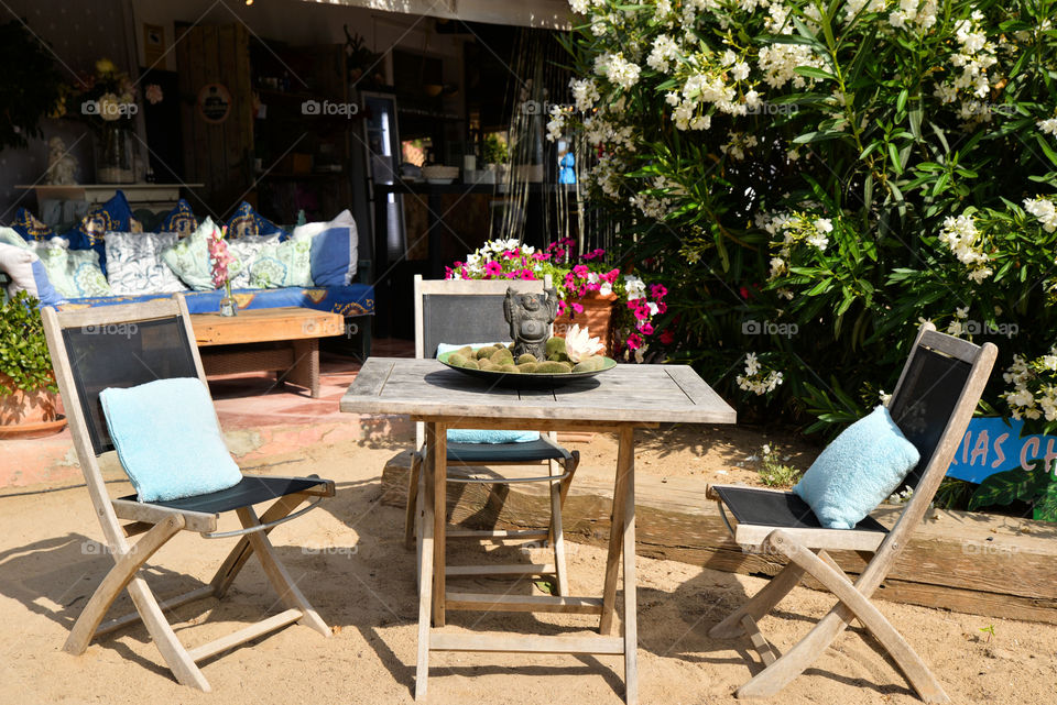 Table in a nice beach bar