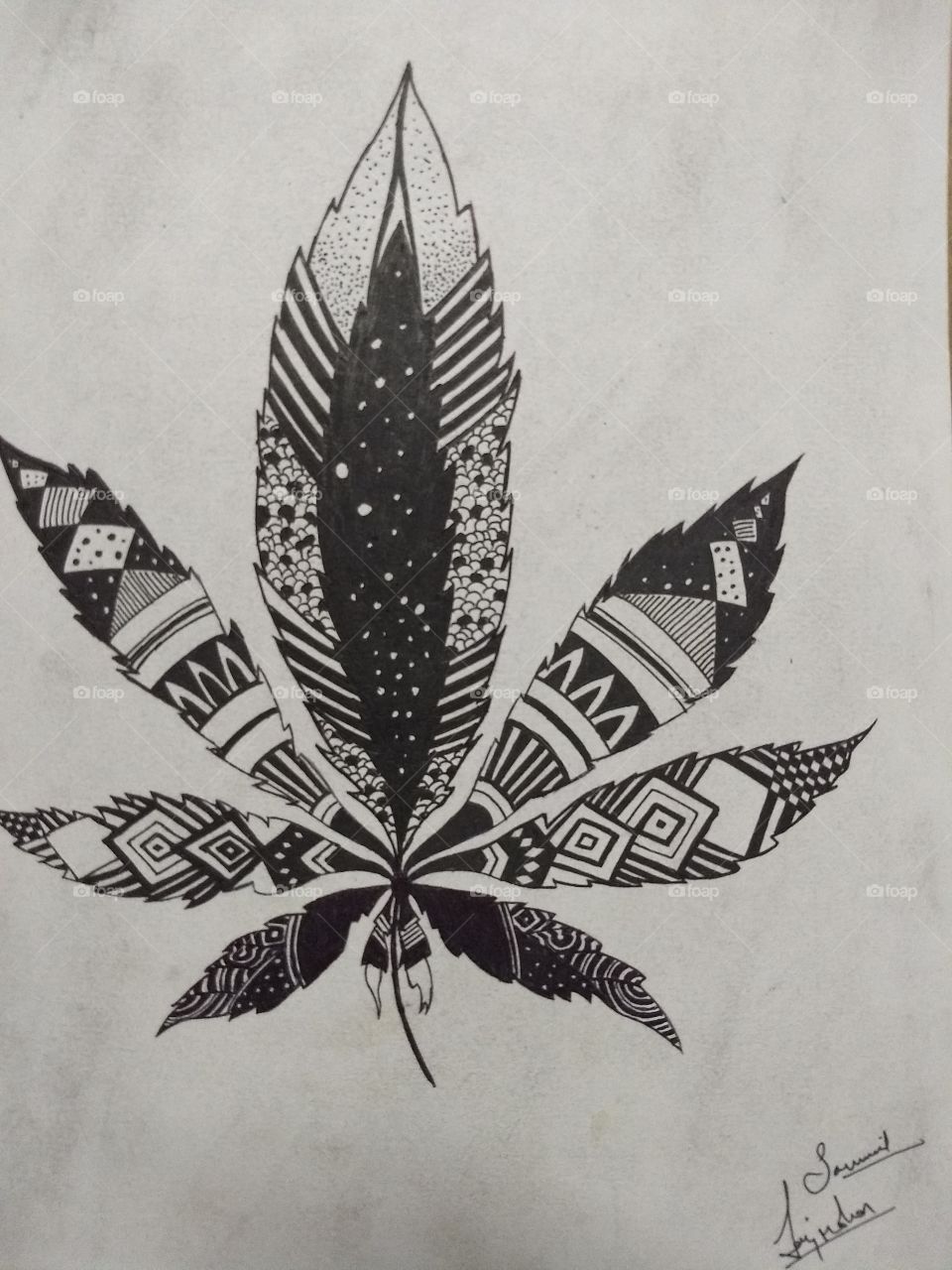 Marijuana leaf art
