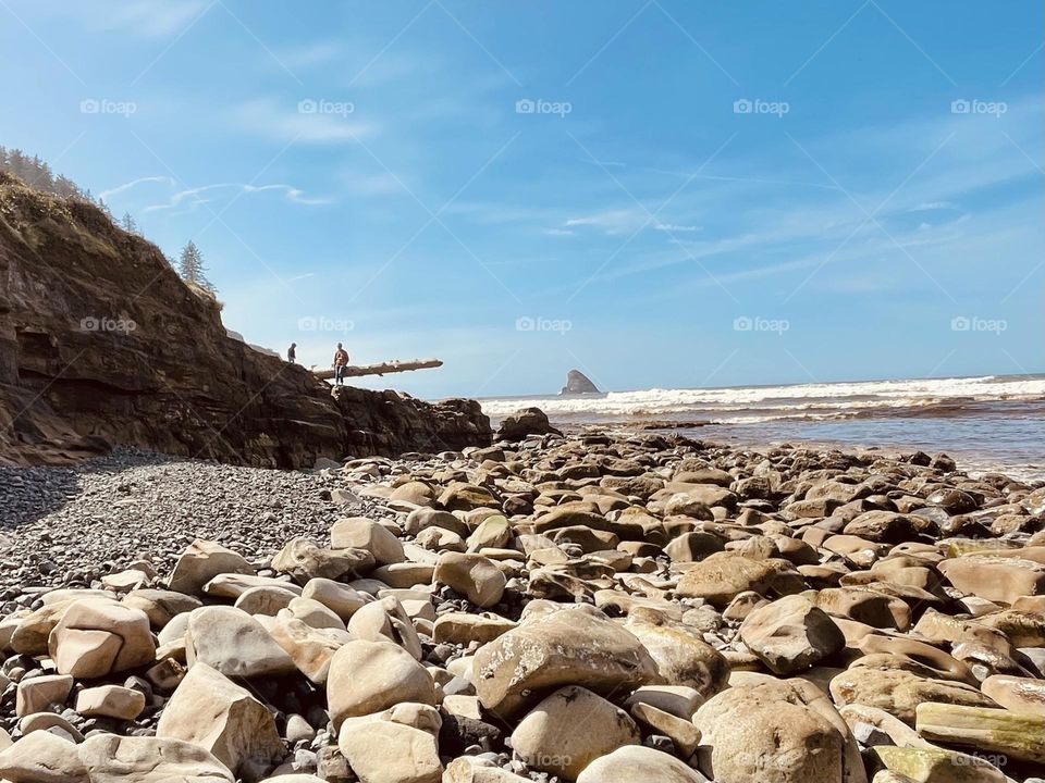 Distant View on A Rocky Beach
