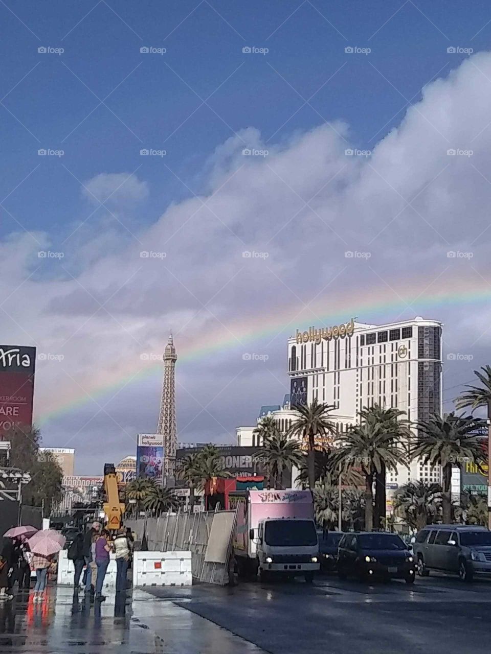 Rainbow across the sky above Las Vegas Blvd