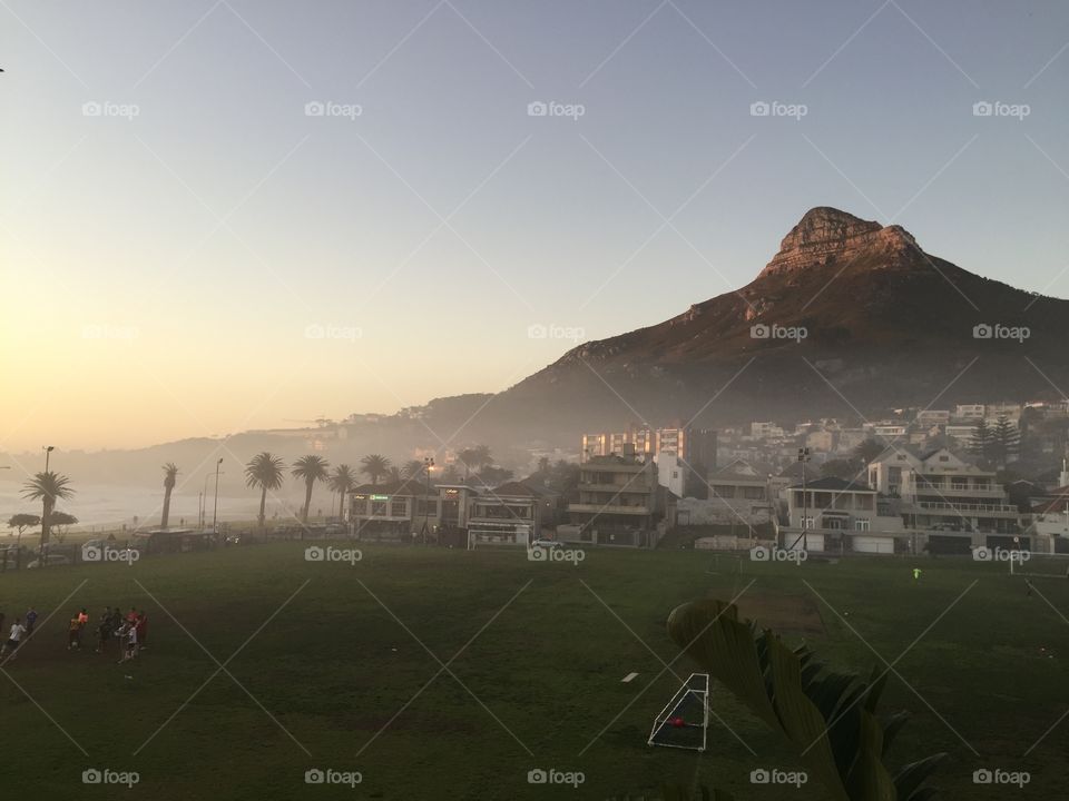 A beautiful but foggy morning in Camps Bay, Cape Town, S Africa