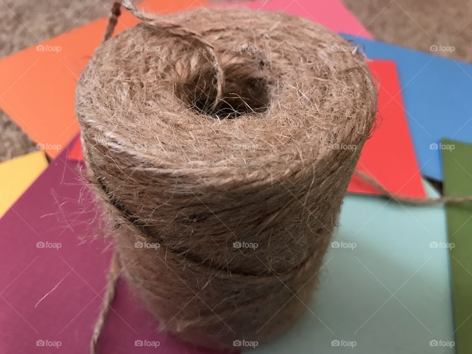 Jute cord with cardstock.
