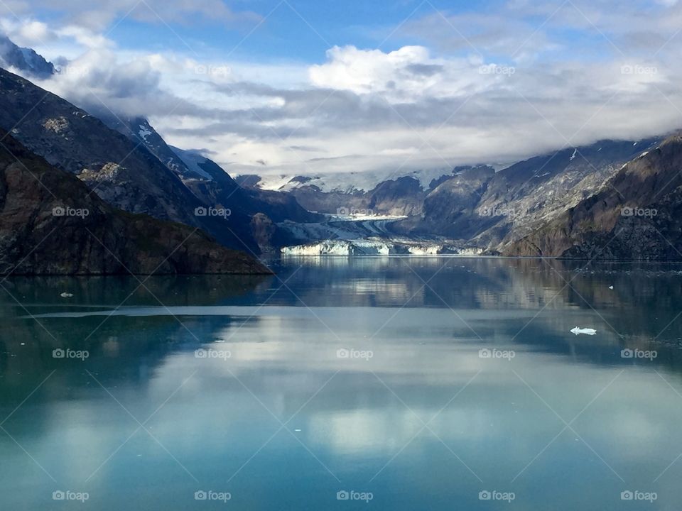 Glacier with blue lake