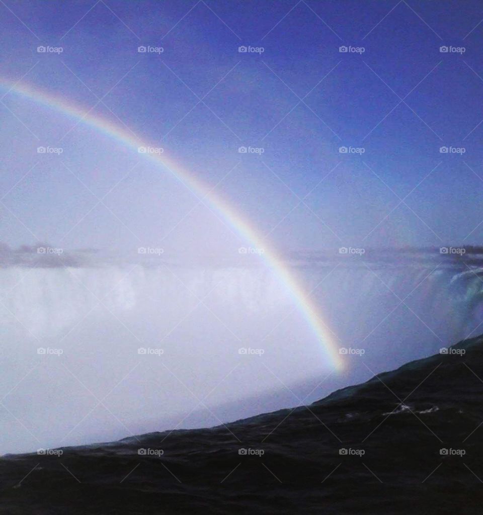 Rainbow over the waterfall