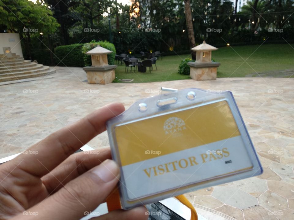 a visitor card to be access to Ayana Hotel