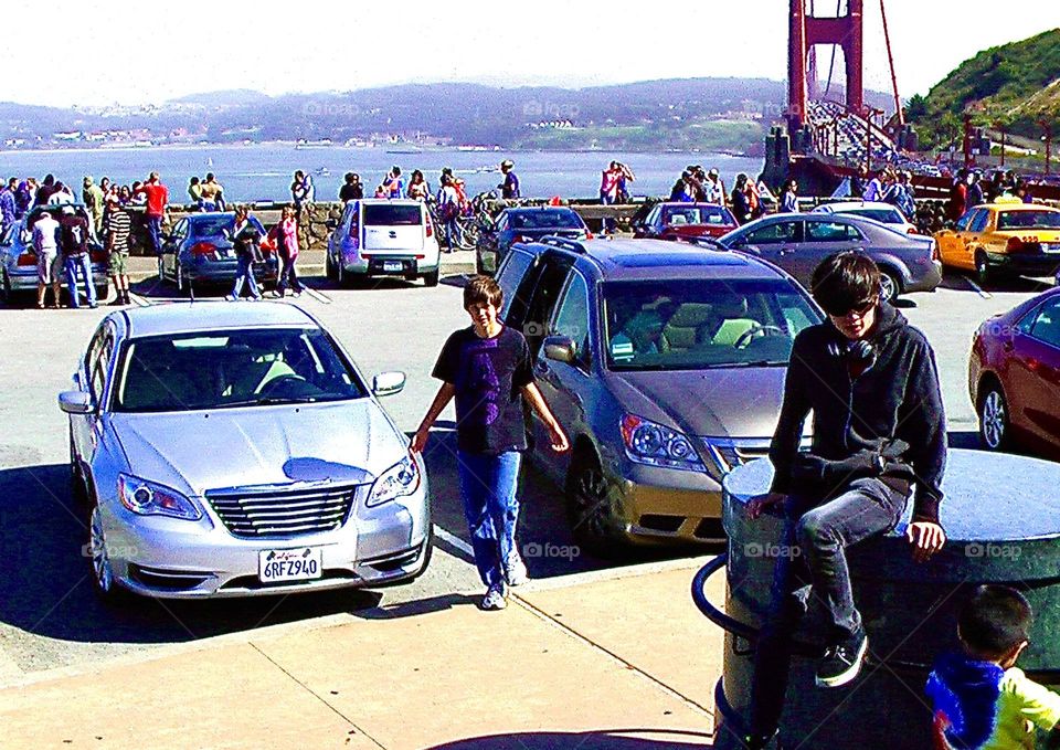 Checking out the Golden Gate Bridge on a weekend family trip 