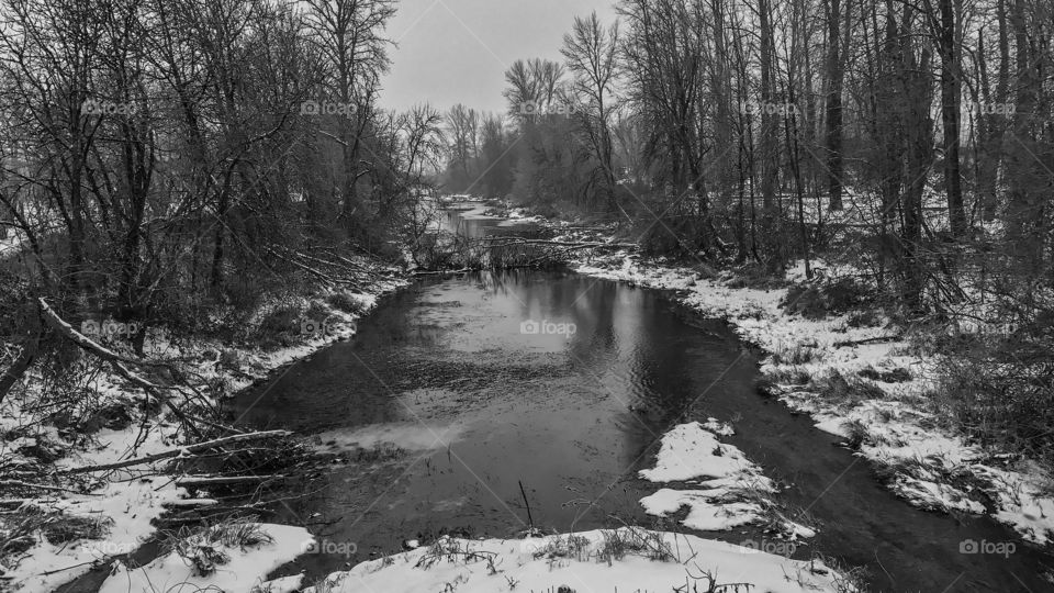 River runoff, on a cold snowy day.