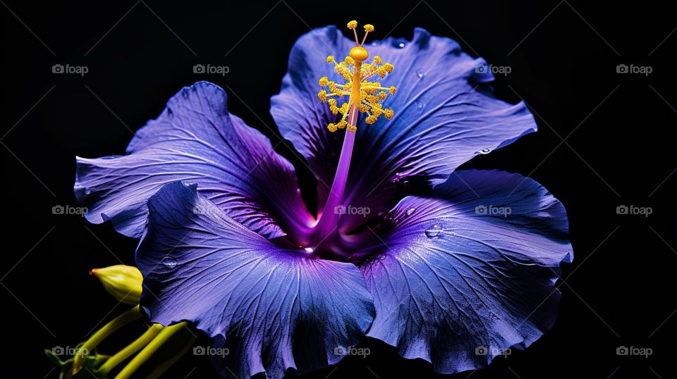 bright blue and violet flowers that are in bloom, in the style of realistic lighting