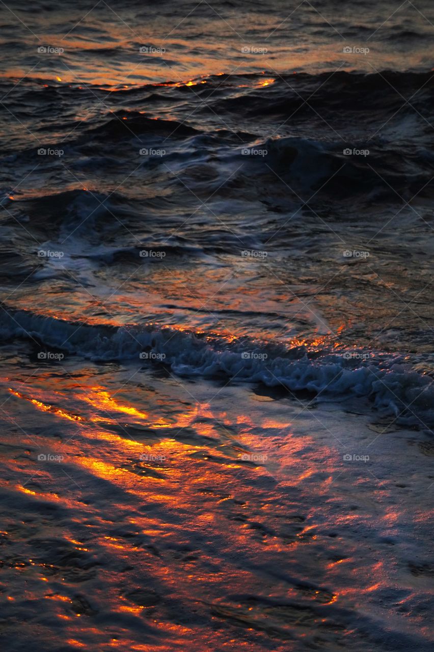 Waves moving during sunset 