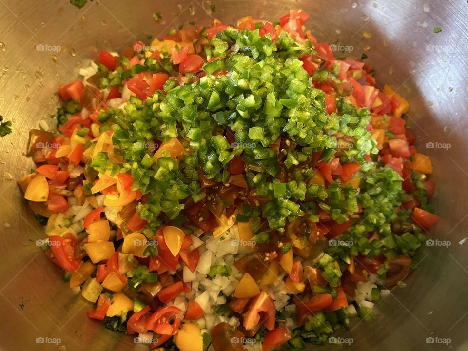 Homemade batch of pico de gallo