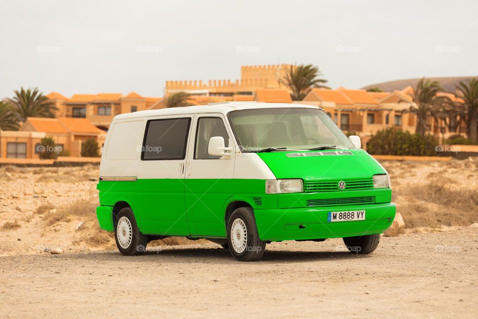 green white van
