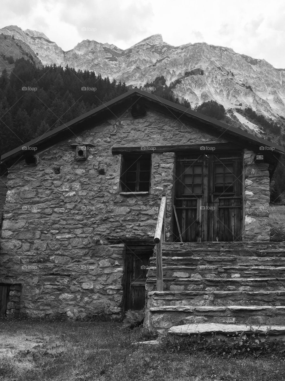 Mountains house with stones