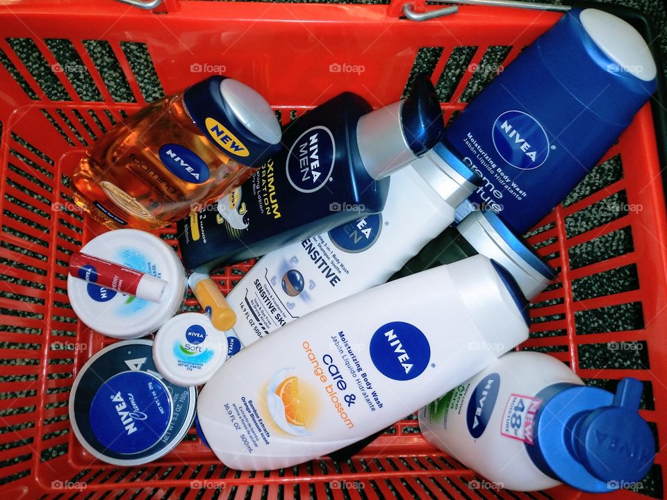 Nivea products in shopping basket