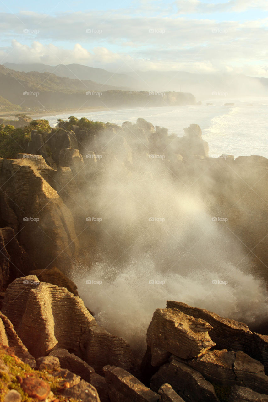 Foggy morning at beach