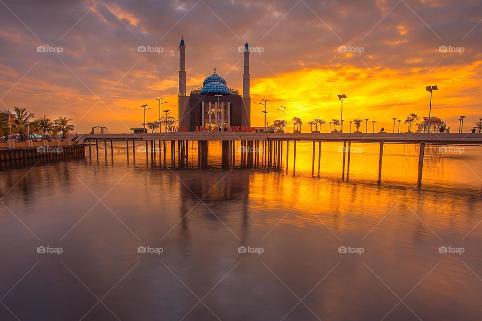 Beautiful sunset with beautiful Mosque