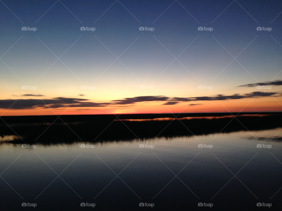 Silhouette of sawgrass in the dawn of a new day on the Gulf of Mexico 