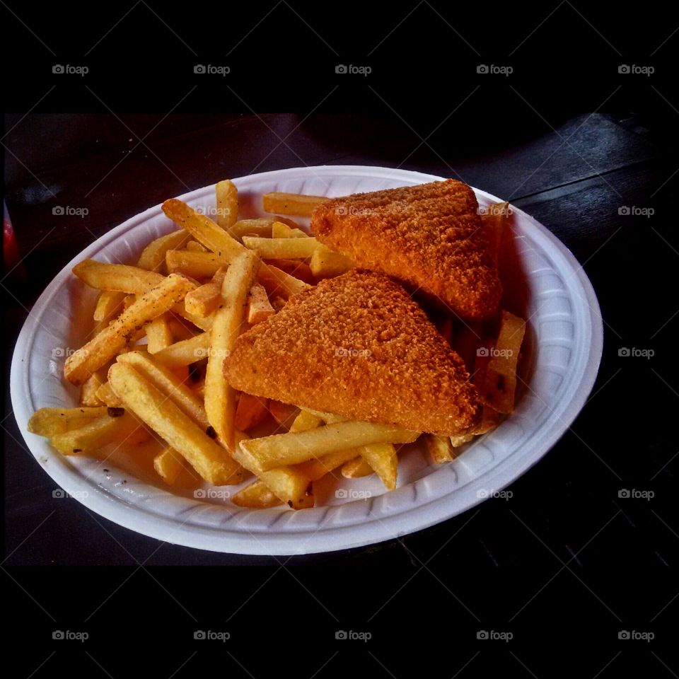 Fried cheese and Fried potatoes